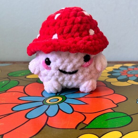 Handmade Crochet Mini Mushroom Boy Plush Toy - Picture 1 of 3